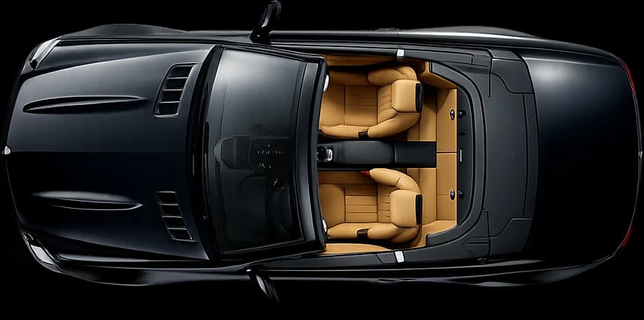 Top-down view of a freshly detailed convertible